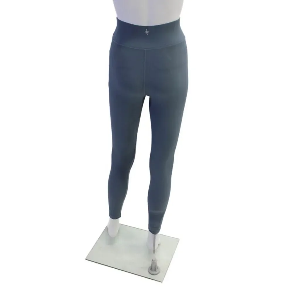 All Access Womens Ribbed High Waisted Athletic Leggings Light Blue Size XS_3